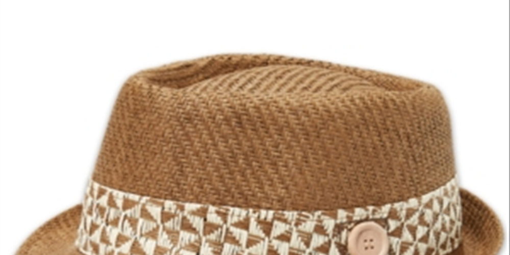 B Block Headwear Men's Straw Fedora Brown Size Regular