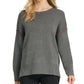 DKNY Women's Long Sleeve Crew Neck Sweater Gray Size X-Large