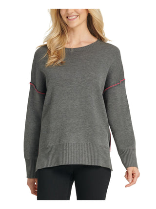 DKNY Women's Long Sleeve Crew Neck Sweater Gray Size X-Large
