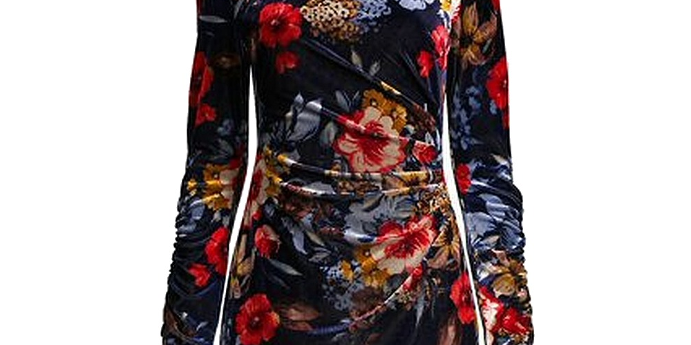 Vince Camuto Women's Sheath Multi Floral Velvet Dress Navy Size 12