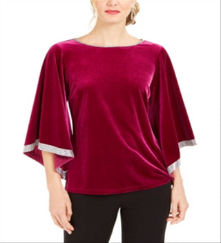 MSK Women's Rhinestone Trim Velvet Top Pink Size X-Large