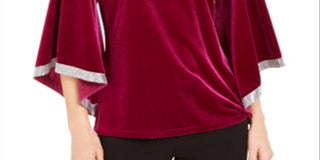 MSK Women's Rhinestone Trim Velvet Top Pink Size X-Large