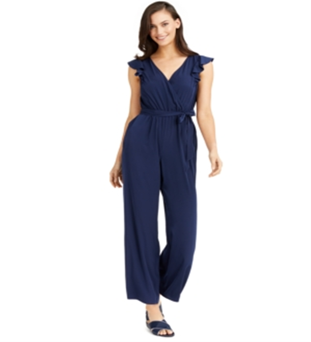 Charter Club Women's Flutter Sleeve Jumpsuit Blue Size 14