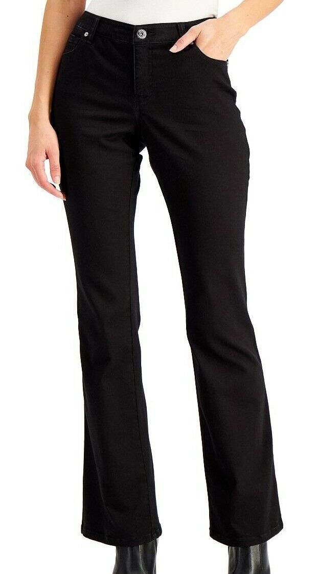INC International Concepts Women's Elizabeth Curvy Bootcut Jeans Black Size 6/28