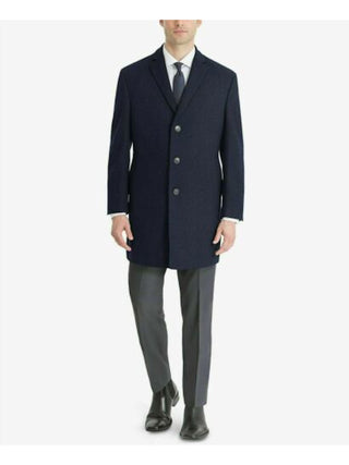 Calvin Klein Men's Overcoat Prosper X Fit Wool Blue Size 46
