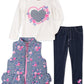 Kids Headquarters Little Girl's 3 Pc Houndstooth Vest T-Shirt & Denim Leggings Set Blue Size 6X