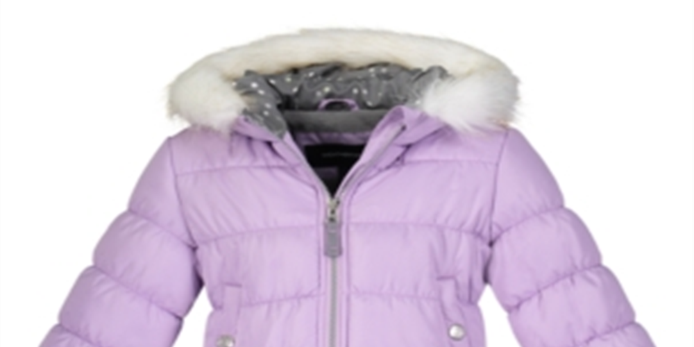 Weathertamer Little Girl's Faux Fur Trim & Hat Hooded Puffer Jacket Purple Size 5/6