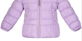 Weathertamer Little Girl's Faux Fur Trim & Hat Hooded Puffer Jacket Purple Size 5/6