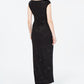 Jessica Howard Women's Metallic Floral Draped Gown Black Size 14