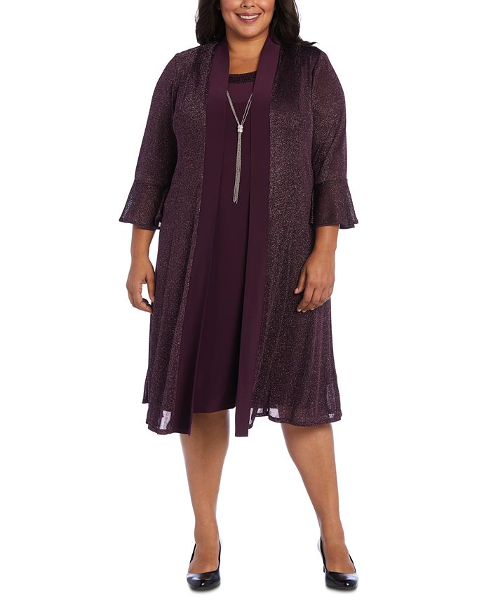 R & M Richards Women's Necklace Dress & Sparkle Jacket Black Size 0
