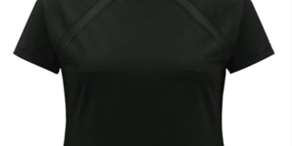 Ideology Women's Textured Mesh TrimTop Black- Size S