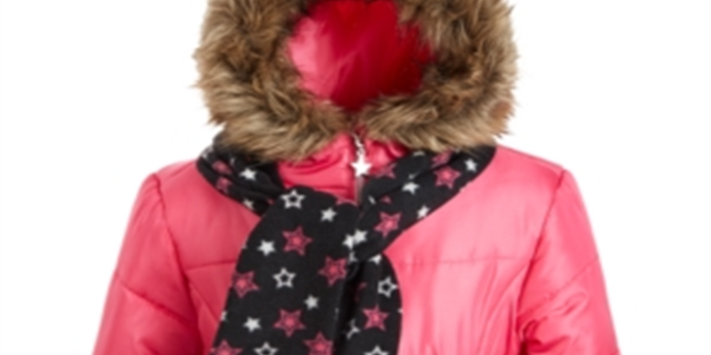 S Rothschild & Co Little Girl's Hooded Jacket with Scarf Pink Size 5/6