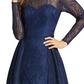 Mac Duggal Women's Long Sleeve Lace Overskirt Gown Navy Size 16
