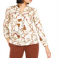 Bar III Women's Printed Pleated Top Brown Size XX-Small