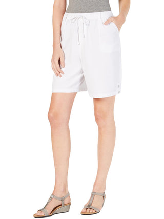 Karen Scott Women's Comfort Drawstring Shorts White Size XL