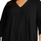 Alfani Women's Pleated Back Tie Sleeve Top -Black Size 1X
