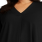 Alfani Women's Pleated Back Tie Sleeve Top -Black Size 1X