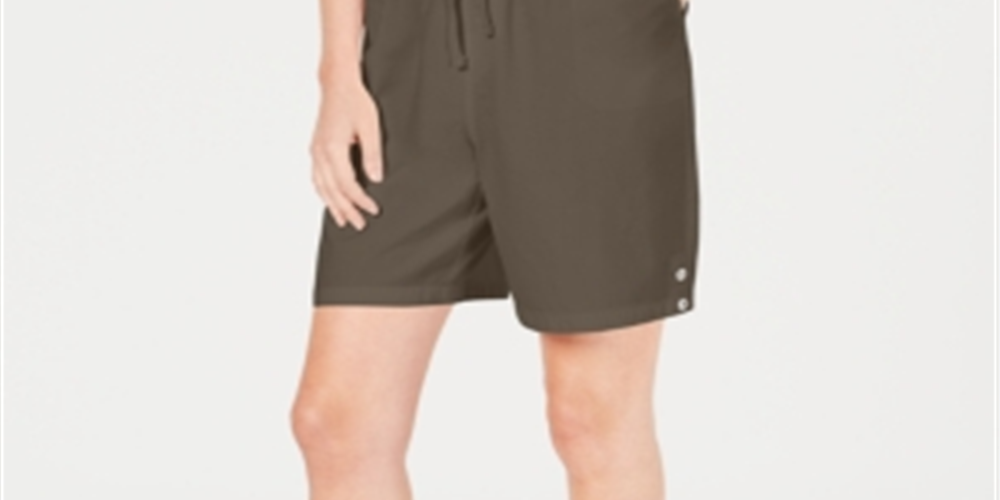 Karen Scott Women's Cotton Drawstring Shorts Brown Size Large