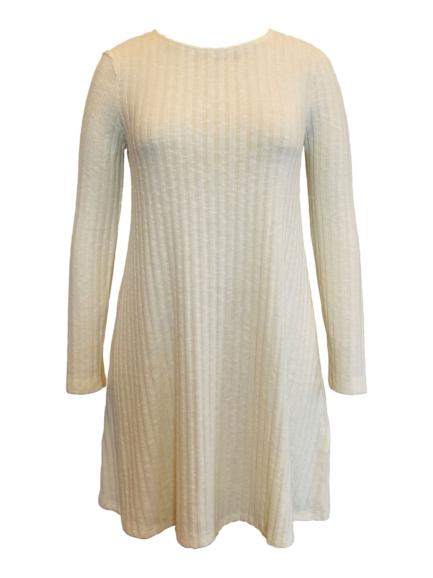 Style & Co Women's Long Sleeve Scoop Neck Above the Knee Wear to Work Shift Dress White Size Medium