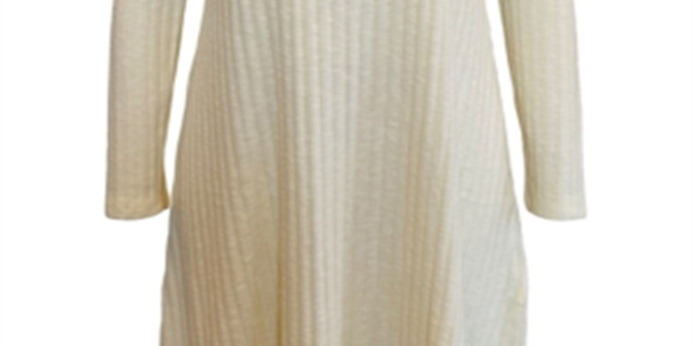 Style & Co Women's Long Sleeve Scoop Neck Above the Knee Wear to Work Shift Dress White Size Medium