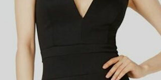 Emerald Sundae Women's Spaghetti Strap V Neck Short Sheath Dress Black Size Large