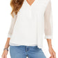 Charter Club Women's Split Neck Sheer Blouse White Size Small