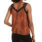 Q + A Women's Cropped Lace Trim Cami Orange Size X-Small