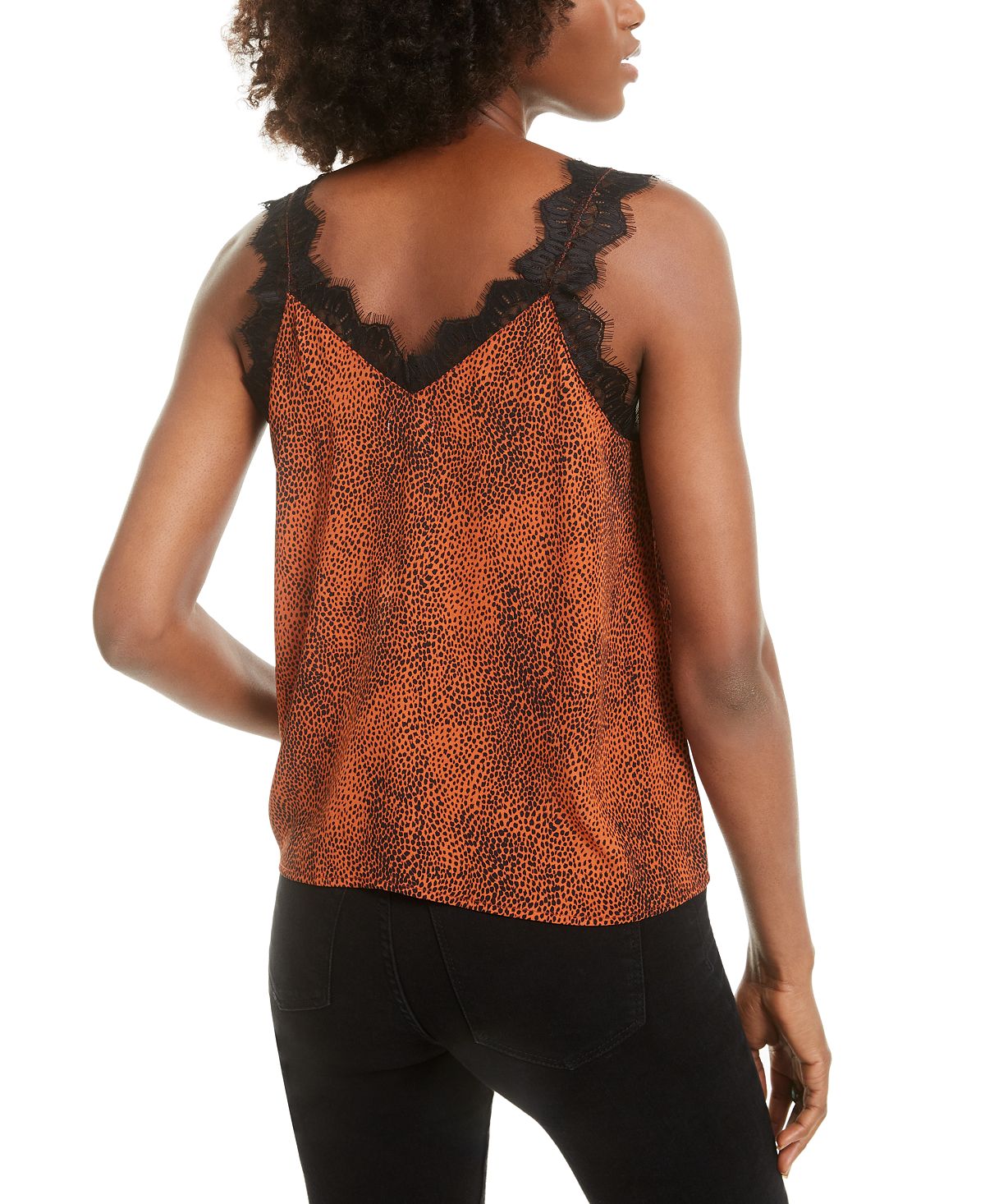 Q + A Women's Cropped Lace Trim Cami Orange Size X-Small