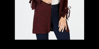 Charter Club Women's Petite Tie-Cuff Cardigan  Wine Size Petite S