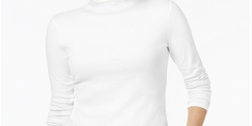 Charter Club Women's Cotton Mock Neck Top White Size X-Small