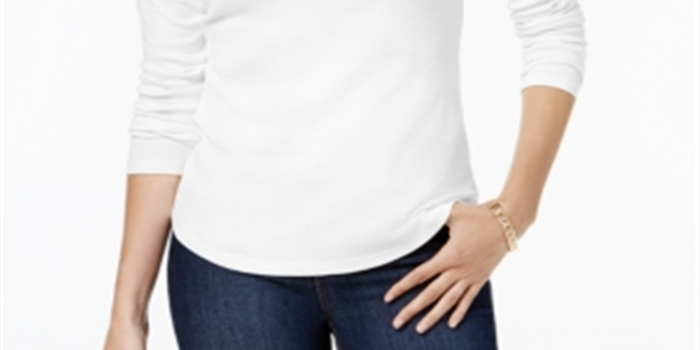 Charter Club Women's Cotton Mock Neck Top White Size X-Small