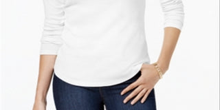 Charter Club Women's Cotton Mock Neck Top White Size X-Small