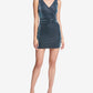 Guess Women's Metallic V Neck Bodycon Dress Blue Size 8