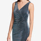 Guess Women's Metallic V Neck Bodycon Dress Blue Size 8