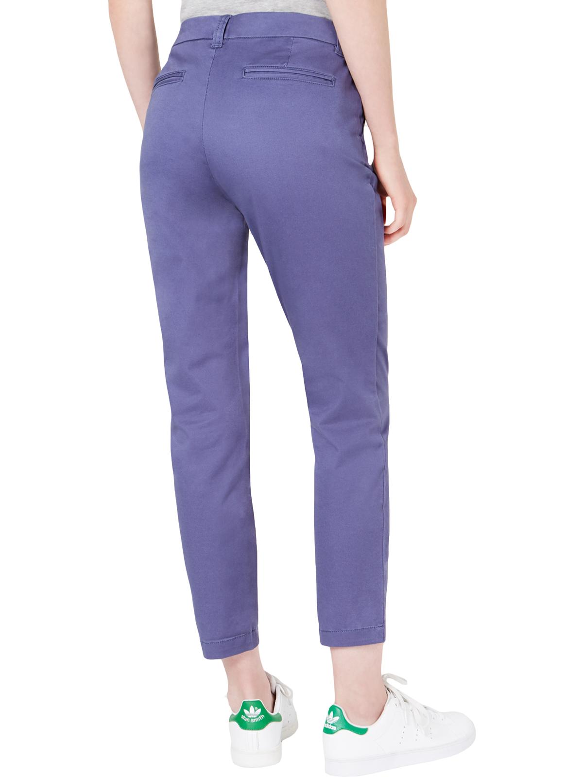 Maison Jules Women's Flat Front Ankle Chino Stretch Pants Blue Size 12