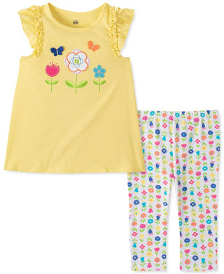 Kids Headquarters Little Girl's 2 Pc Flower Surprise Tunic & Leggings Set Yellow Size 6