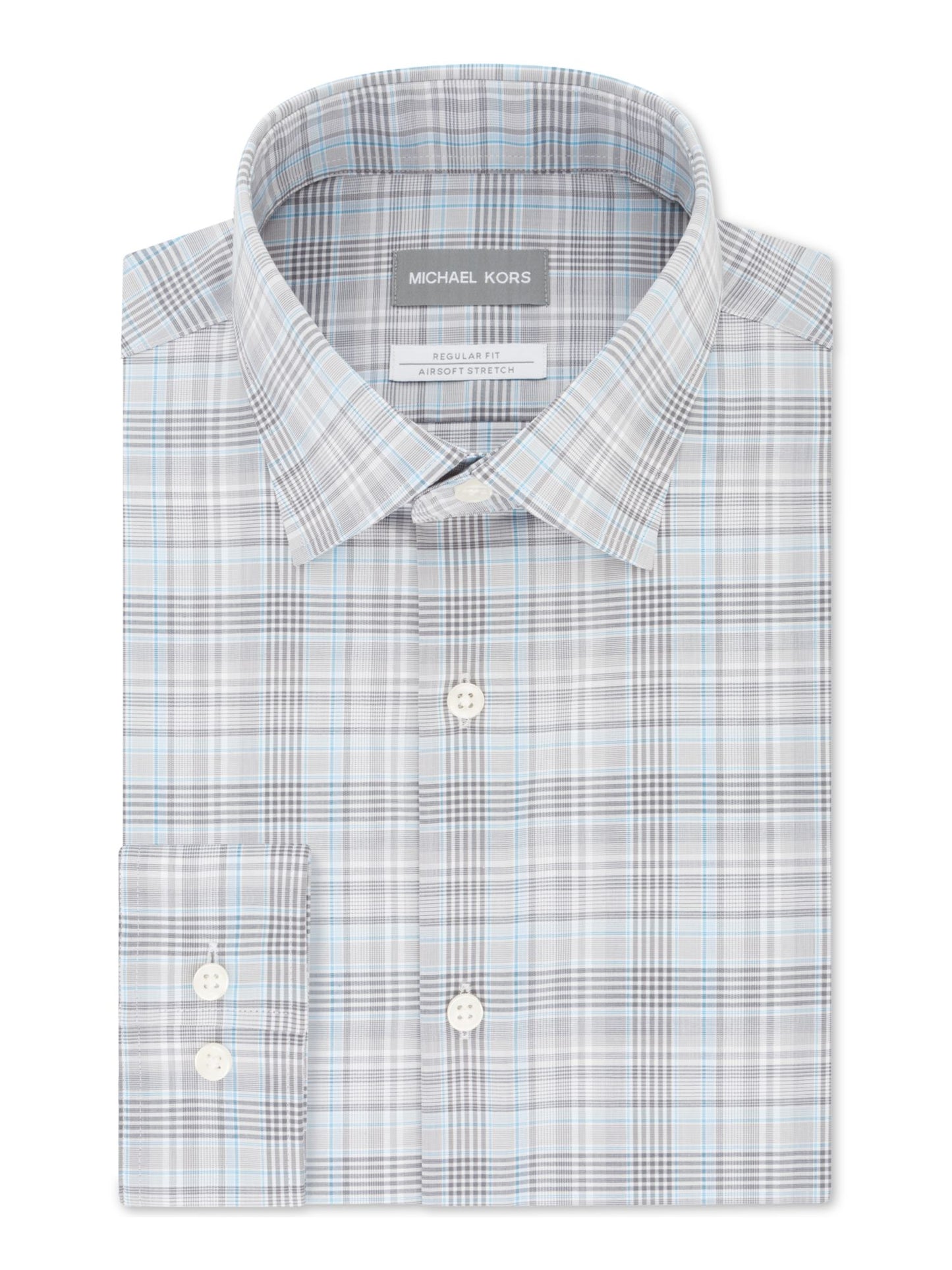 Michael Kors Men's Plaid Collared Dress Shirt Gray Size 32-33
