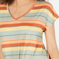 Style & Co Women's Striped Tie Front T-Shirt Brown Size X-Large