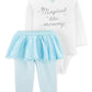 Carter's Girl's 'Magical Like Mommy' Bodysuit & Aqua Stripe Tutu Leggings White Size 18MOS