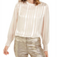 Alfani Women's Mock Neck Smocked Cuff Top Gold Size Petite S