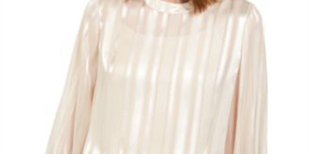 Alfani Women's Mock Neck Smocked Cuff Top Gold Size Petite S