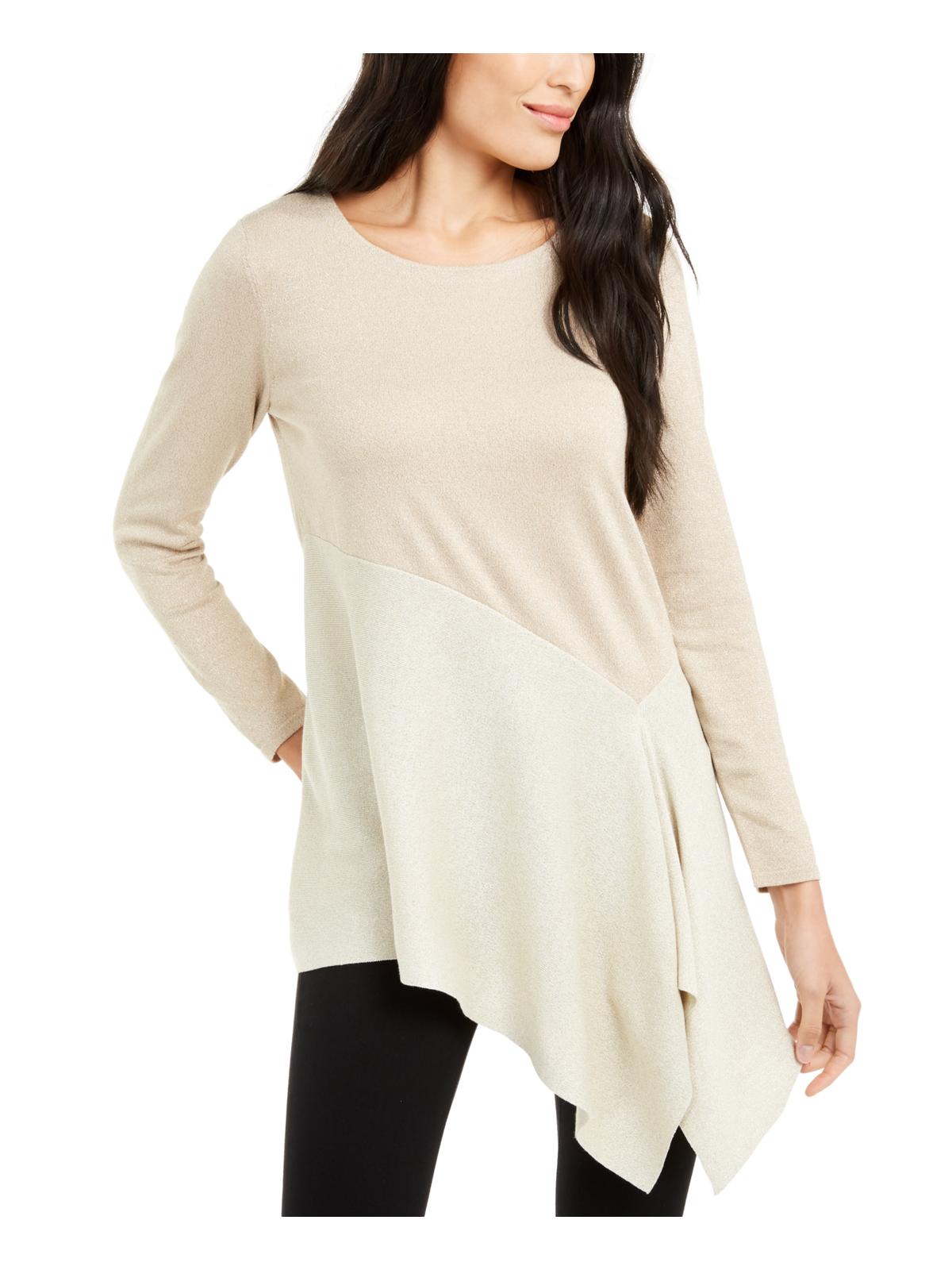 Alfani Women's Metallic Colorblock Pullover Top Brown Size Medium