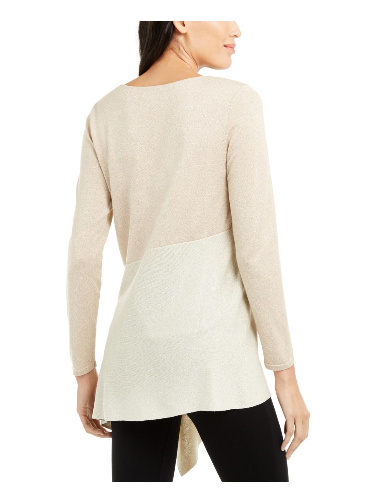 Alfani Women's Metallic Colorblock Pullover Top Brown Size Medium