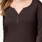 Karen Scott Women's Cotton Henley Neck Top Brown Size Petite Small