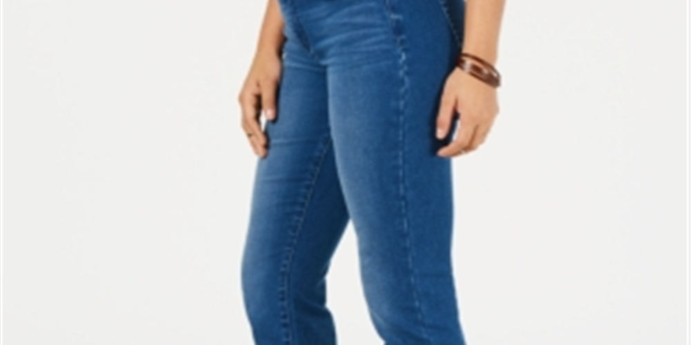 Style & Co Women's Mid Rise Tummy Control Boot Cut Jeans Blue Size 16-S