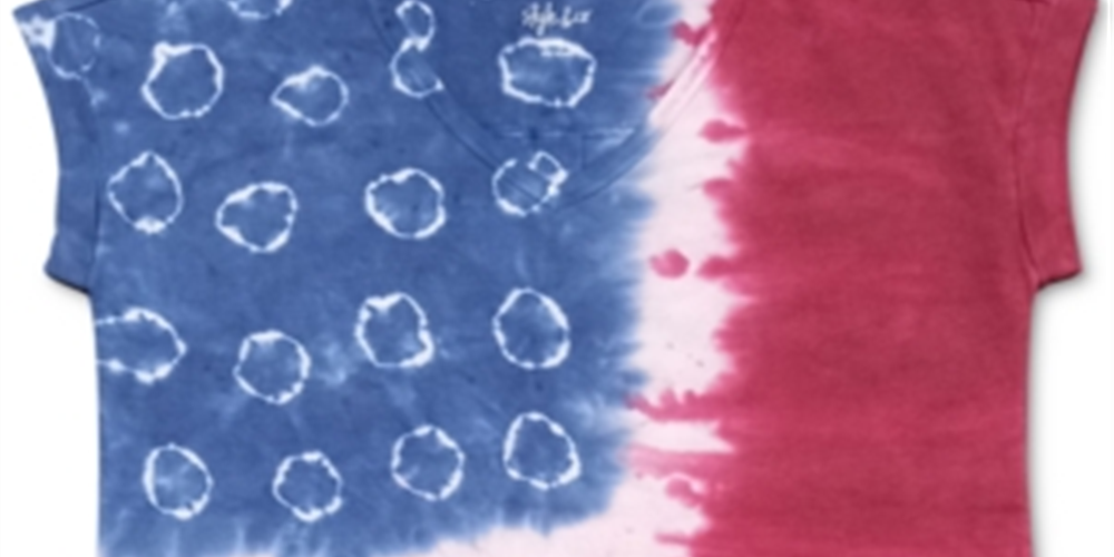 Style & Co Women's Tye Dyed American Flag T-Shirt Purple Size Small