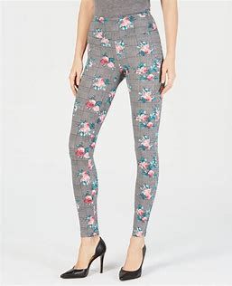 INC International Concepts Women's Shaping Floral Leggings Black-White Size X-Small