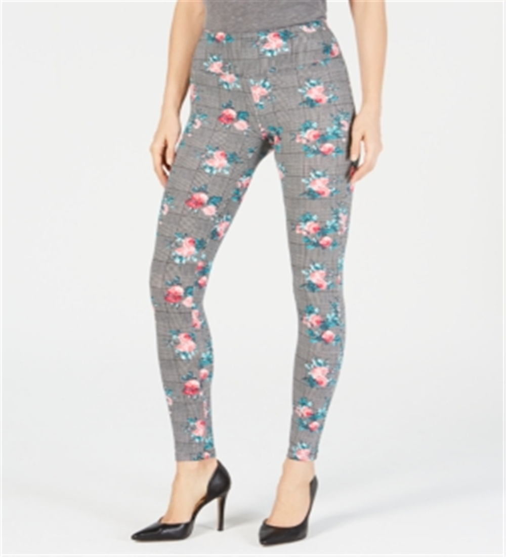 INC International Concepts Women's Shaping Floral Leggings Black-White Size X-Small