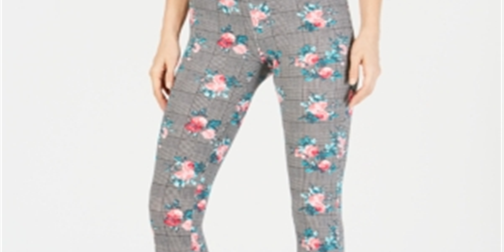 INC International Concepts Women's Shaping Floral Leggings Black-White Size X-Small