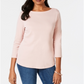 Charter Club Women's Pima Cotton Boat Neck Button Shoulder Top Pink Size XX-Large